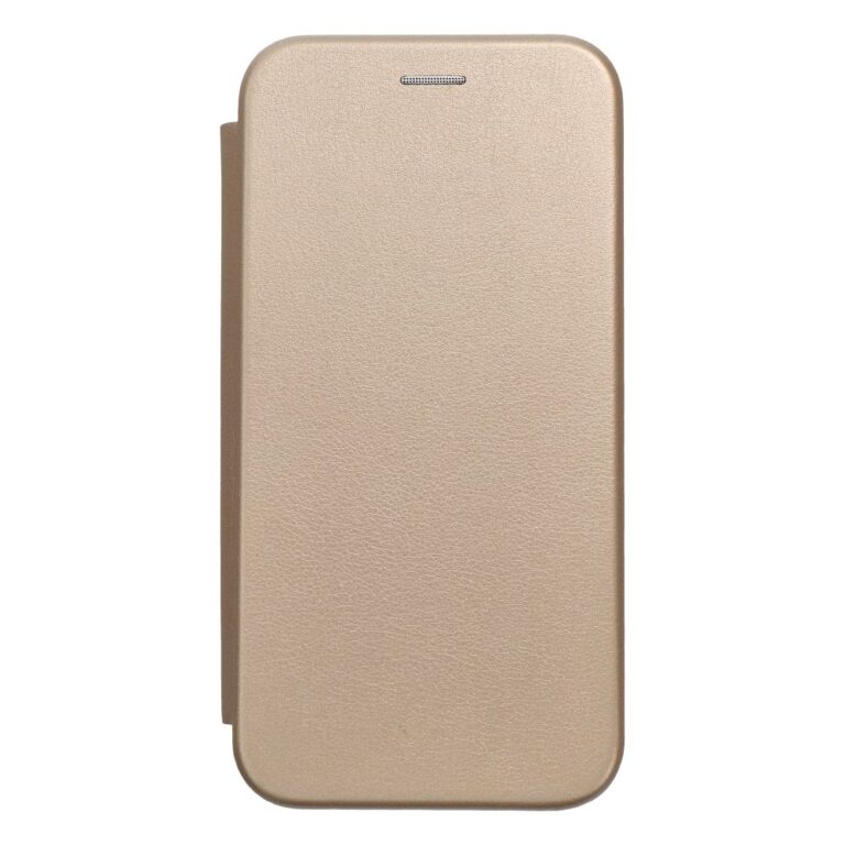 Husa flip iPhone 15 Plus gold tip carte protectie eleganta ecran si spate