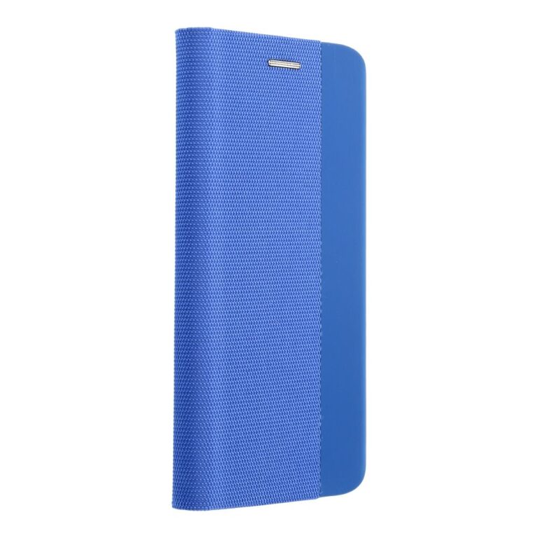 Husa flip iPhone 15 Pro albastra tip carte protectie ecran si spate