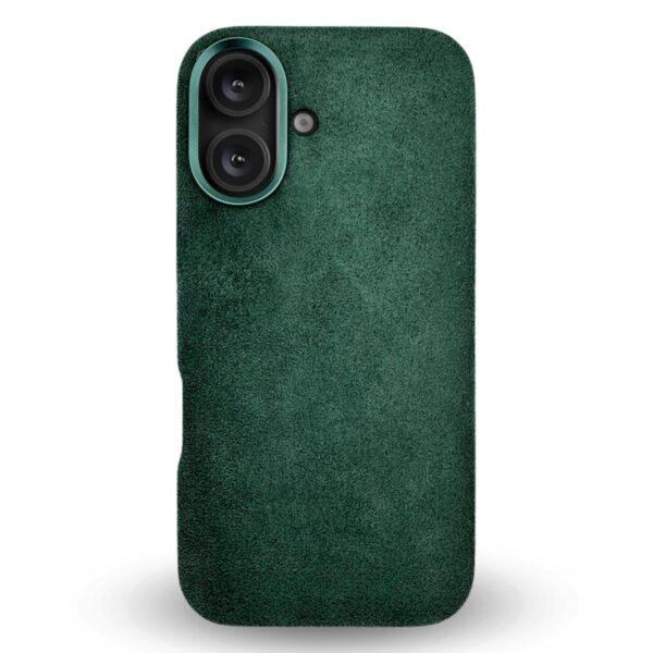 Husa de Protectie compatibila Apple iPhone 16, alcantara, MagSafe, protectie camere, megaMOBILE®, verde
