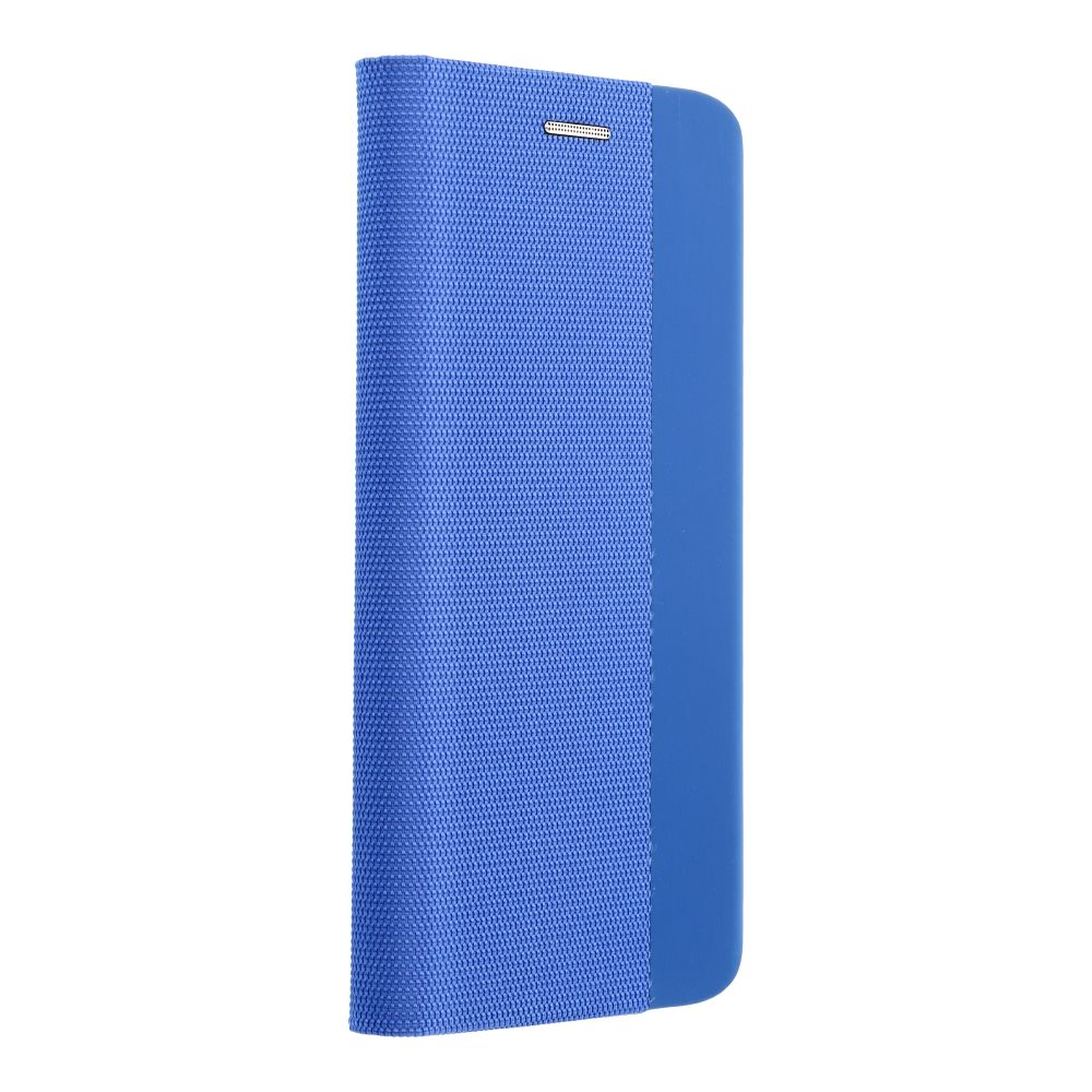 Husa flip iPhone 15 Plus albastra tip carte protectie ecran si spate