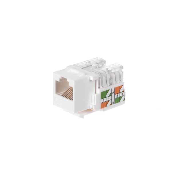 Conector / Modul Keystone RJ45 Netrack, UTP Cat5e, 8p8c, LSA, cu clemă, alb