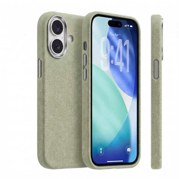 husa denim verde deschis iphone 16 plus