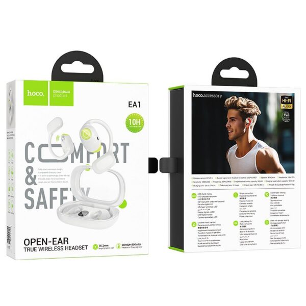 Căști wireless hoco. bluetooth, TWS, EA1, crem