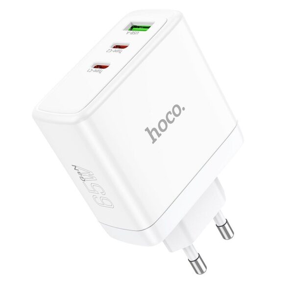 Încărcător de telefon, laptop, 2 x USB-C + USB-A GaN QC PD 65W N30, alb