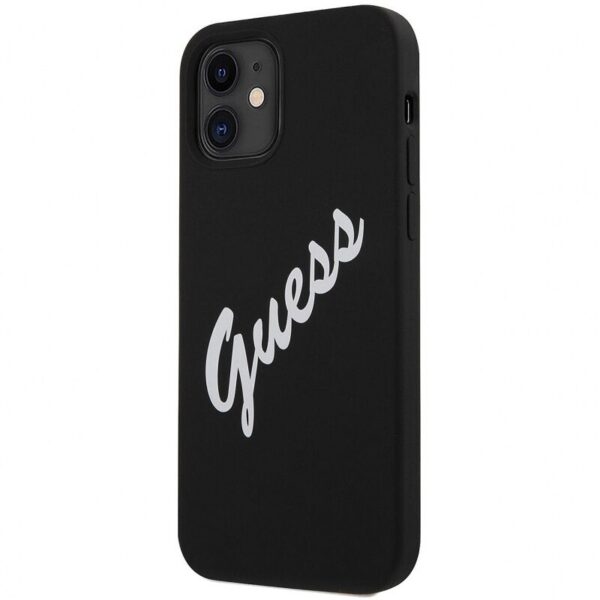 Husa de protectie Guess Vintage White Script pentru Apple iPhone 12 mini, Negru