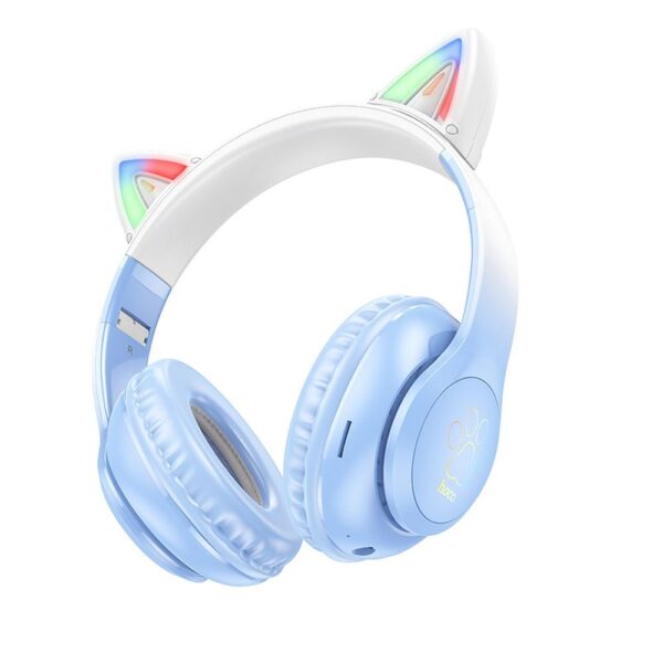 Căști pentru copii bluetooth wireless hoco. W42 Cat Ears, albastre