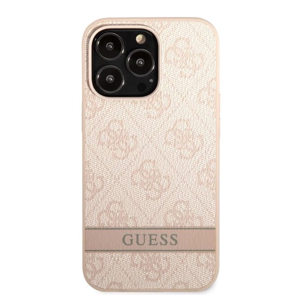 Husă de protecție Guess PU 4G Stripe pentru iPhone 13 Pro, Roz
