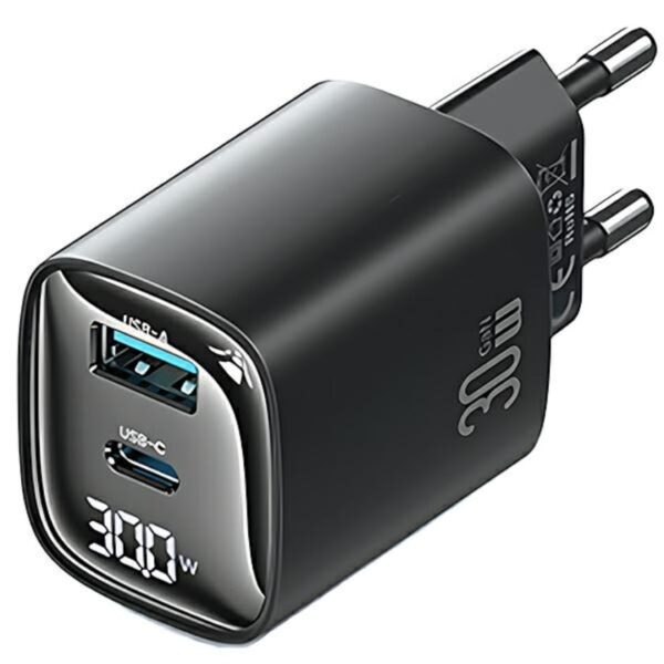 Incarcator retea Usams, 30W, USB-C, USB-A, GaN, negru