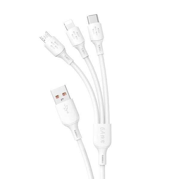 Cablu date 3 in 1 Dudao, USB-A la USB-C / Lightning / MicroUSB, 1.2 m, alb