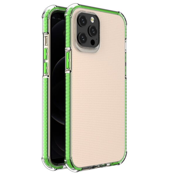 Husă de protecție Spring pentru iPhone 11 Pro Max, transparentă cu margini verzi