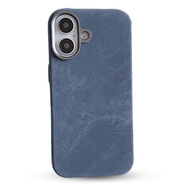 Husă megaMOBILE® model DENIM pentru iPhone 16 Plus, albastru inchis