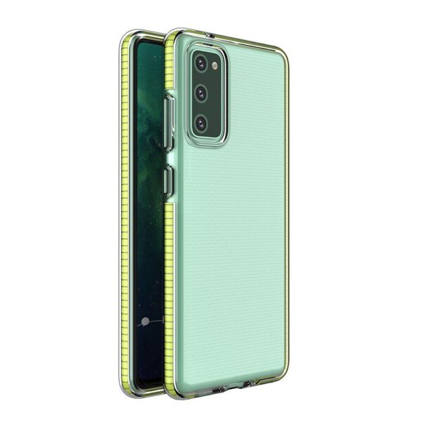 Husă de protecție Spring pentru Samsung Galaxy S21 Plus, transparentă cu margini galbene