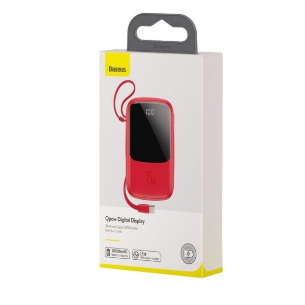 Powerbank cu cablu Lightning Baseus, 10.000 mAh, rosu