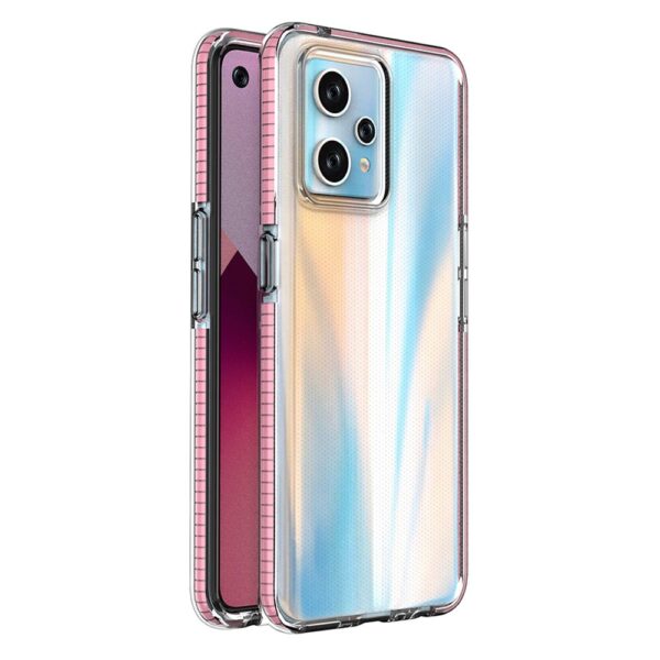 Husă de protecție Spring pentru Realme 9 Pro+ / Realme 9, transparentă cu margini roz