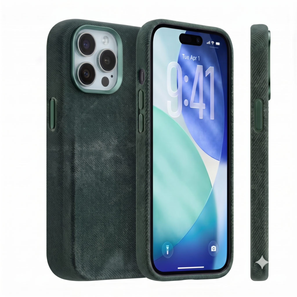 husa denim verde inchis iphone 16 pro