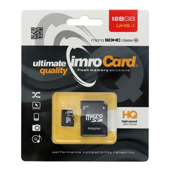 Card de memorie microSD IMRO 128GB 100MB/s clasa 10 UHS I cu adaptor SD