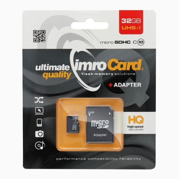 Card de memorie microSD IMRO 32GB 100MB/s clasa 10 UHS I cu adaptor SD