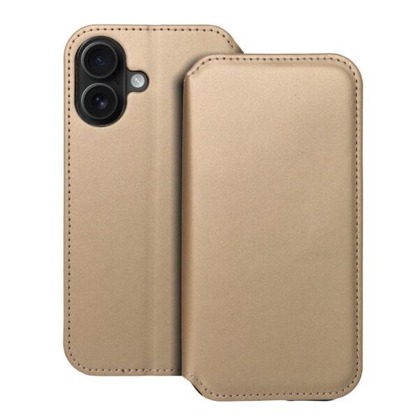 Husă de protecție flip cover Dual Pocket pentru iPhone 16, gold