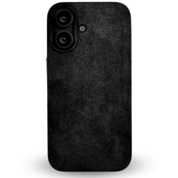 Husa de Protectie compatibila Apple iPhone 16, alcantara, MagSafe, protectie camere, megaMOBILE®, negru