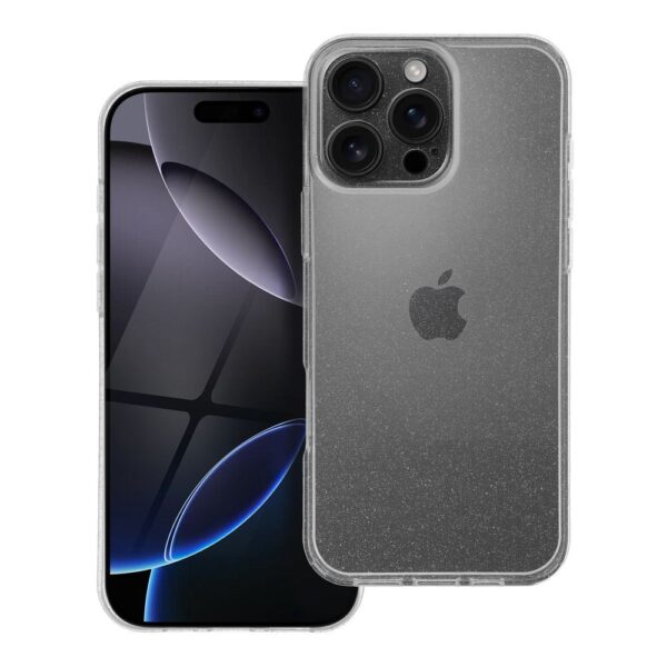 Husă de protecție pentru iPhone 16 Pro Max, transparentă cu sclipici