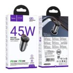 incarcator auto Hoco NZ16B dual usb-c gri metalizat
