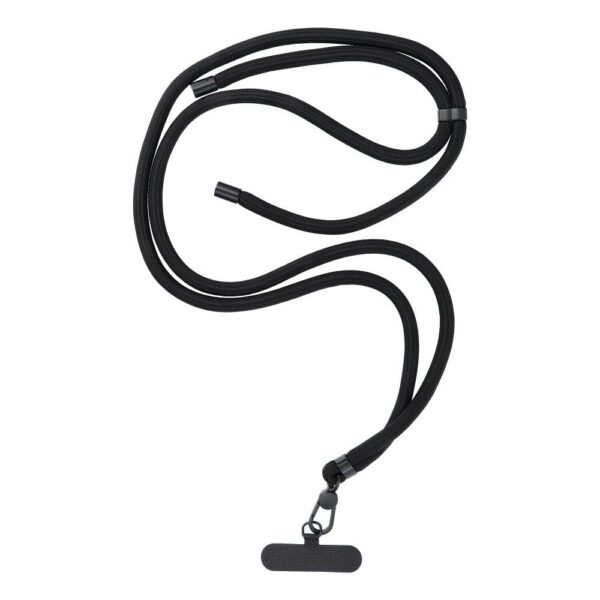 Șnur telefon SWING (8mm), pandantiv cu lungime reglabilă / lungime cablu 165cm (max 82,5cm în buclă) / pe umăr sau gât - negru