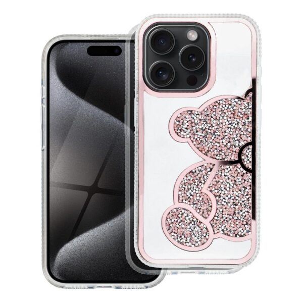 Husă de protecție Teddy Bear pentru iPhone 16 Pro Max, roz
