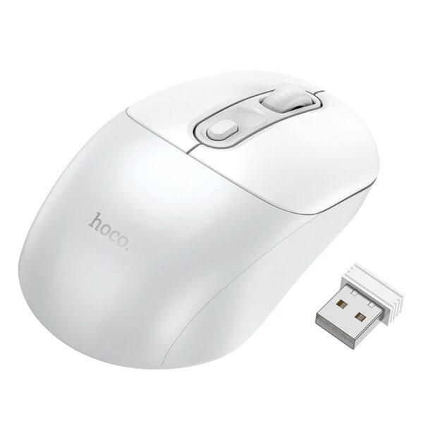 Mouse wireless hoco. 2.4G GM28 alb cu gri