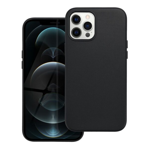 Husă de protecție compatibila MagSafe din piele ecologică pentru iPhone 12 Pro Max, neagră