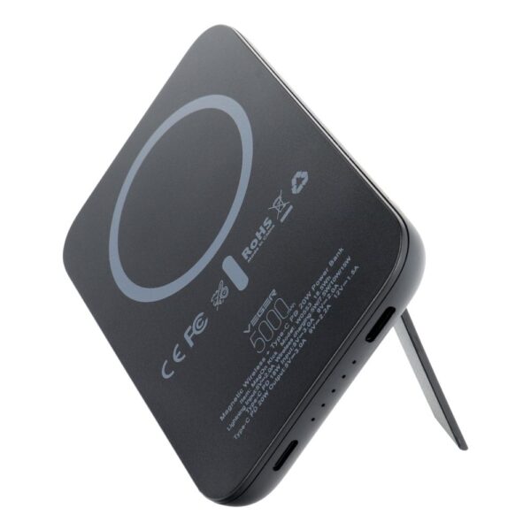 Baterie externă / PowerBank VEGER 5000 mAh cu încărcare inductivă compatibilă cu MagSafe PD QC3.0 2A 20W MagOn Kick (V0553P / W0553P), negru