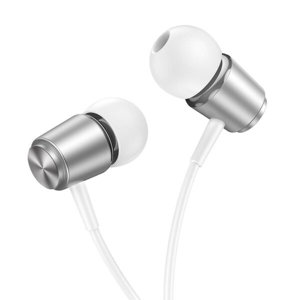 Căști cu fir hoco. cu jack 3,5 mm și microfon, M108, argintii