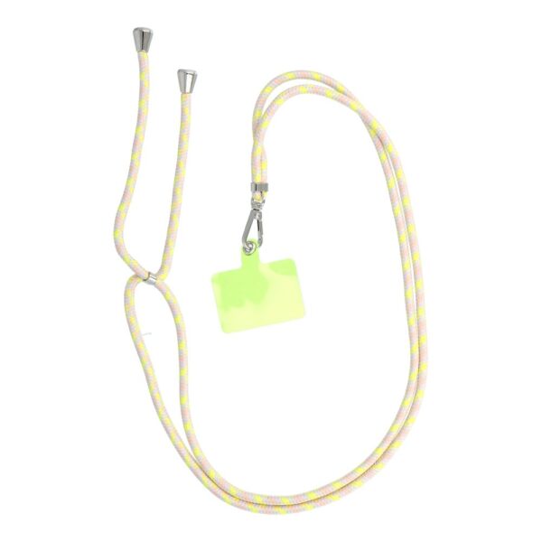 Șnur telefon SWING (6mm), pandantiv cu lungime reglabilă / lungime cablu 165cm (max 82,5cm în buclă) / pe umăr sau gât - gri-galben