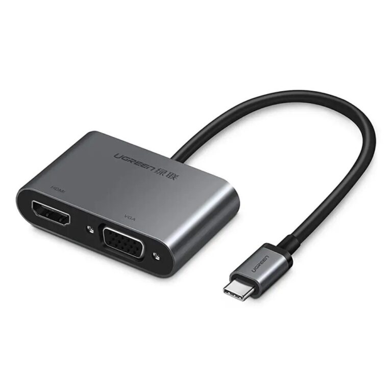 Adaptor video UGREEN CM162 USB-C HDMI VGA 4K aluminiu silver