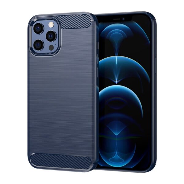 Husă de protecție Carbon pentru iPhone 12 Pro Max albastra