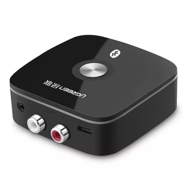 Adaptor Bluetooth 5.1 Ugreen, 2 RCA / 3.5 mm mini jack, aptX, Negru, 67x67x23mm
