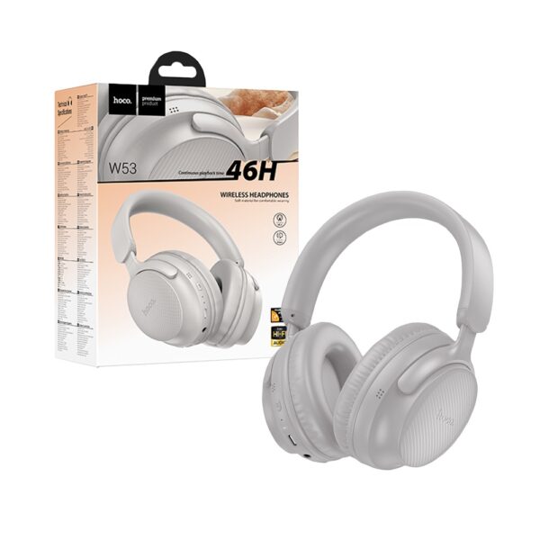 Căști hoco. cu fir și bluetooth, W53, gri