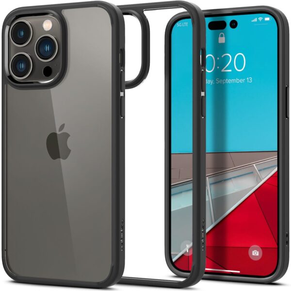 Husă de protecție Spigen, pentru iPhone 14 Pro Max, transparent cu margini negre