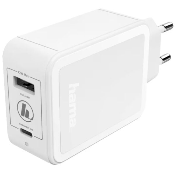 Incarcator Hama, USB-C, Power Delivery (PD)/Qualcomm® + USB-A, 42W, alb