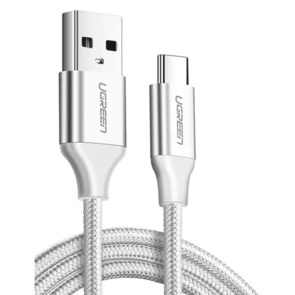 Cablu Ugreen USB-USB-C, QC3.0, 0.25 m, Alb