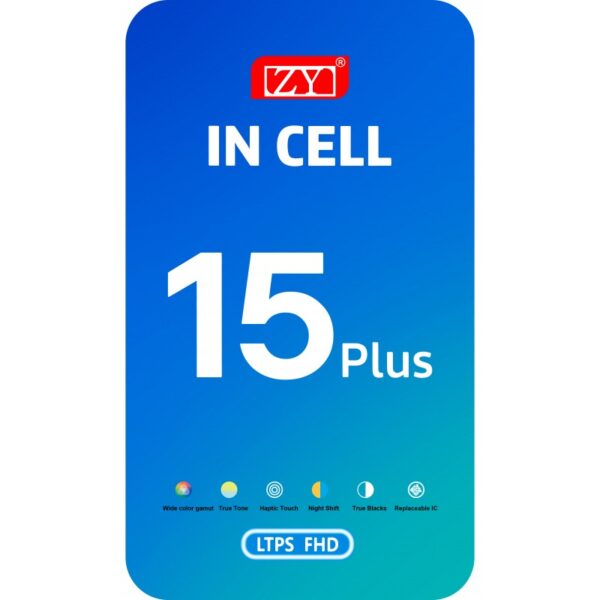 display zy iphone 15 plus incell megamobile ecran de schimb aftermarket premium lcd ltps fhd true tone dynamic island