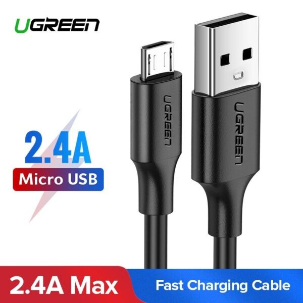 Cablu pentru încărcare și transfer de date UGREEN US289, USB la Micro-USB, Quick Charge 3.0, 2.4A, 50cm, negru