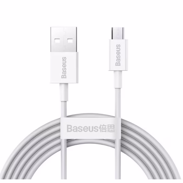 Cablu de date și încărcare, Baseus, Superior Series CAMYS-A02, USB-A la MicroUSB, 2m, 2A, alb