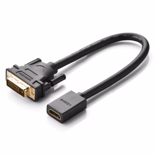 Adaptor video Ugreen 20118 DVI tată - HDMI mamă, 1080p, 15cm, negru