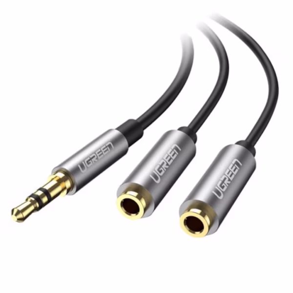 Cablu audio / adaptor Jack la 2x Jack 20cm, Ugreen (10532), negru