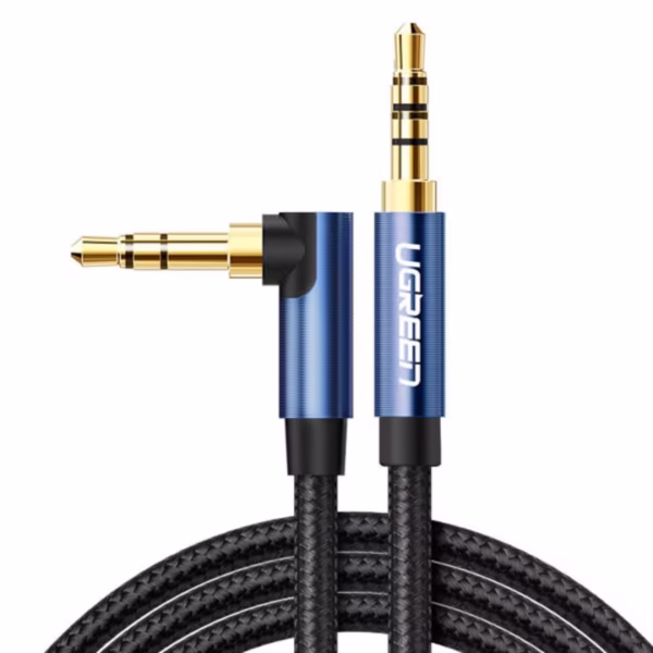 Cablu audio Ugreen MiniJack unghiular AUX 3,5 mm 2m albastru (AV112)