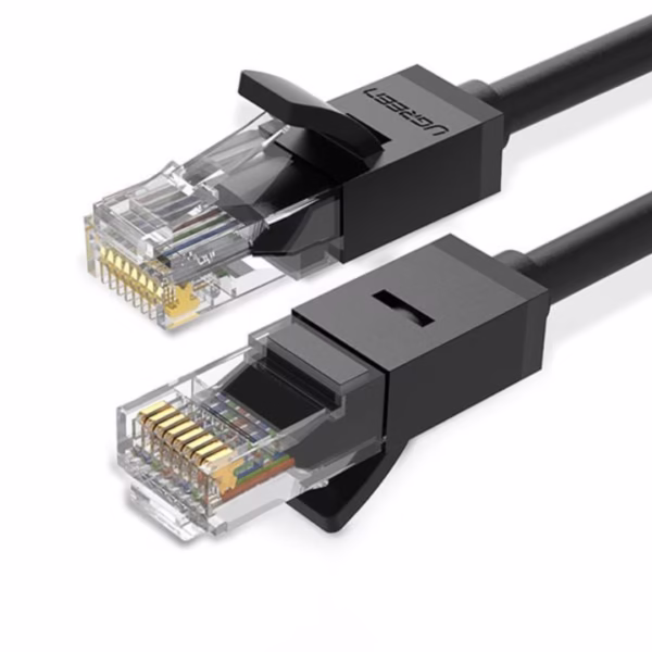 Cablu de retea Ugreen, NW102, UTP Ethernet RJ45 plat, Cat 6, 2 m, 1000 MB/s, negru, PVC