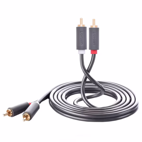 Cablu audio stereo, Ugreen AV104, 2x RCA tată la 2x RCA tată, 3 metri, gri