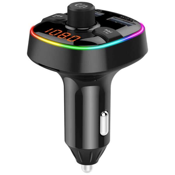 Transmițător FM Bluetooth 5.0 + cititor de carduri de memorie + 2 x USB A QC3.0 BC52L, negru