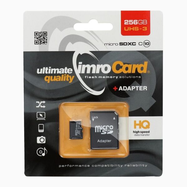 Card de memorie microSD IMRO 256GB 100MB/s clasa 10 UHS I cu adaptor SD