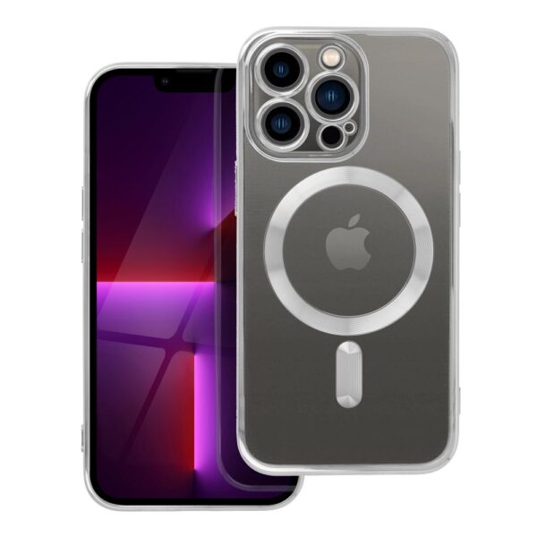 Husă protecție Mag Cover compatibilă MagSafe pentru iPhone 13 Pro, argintie